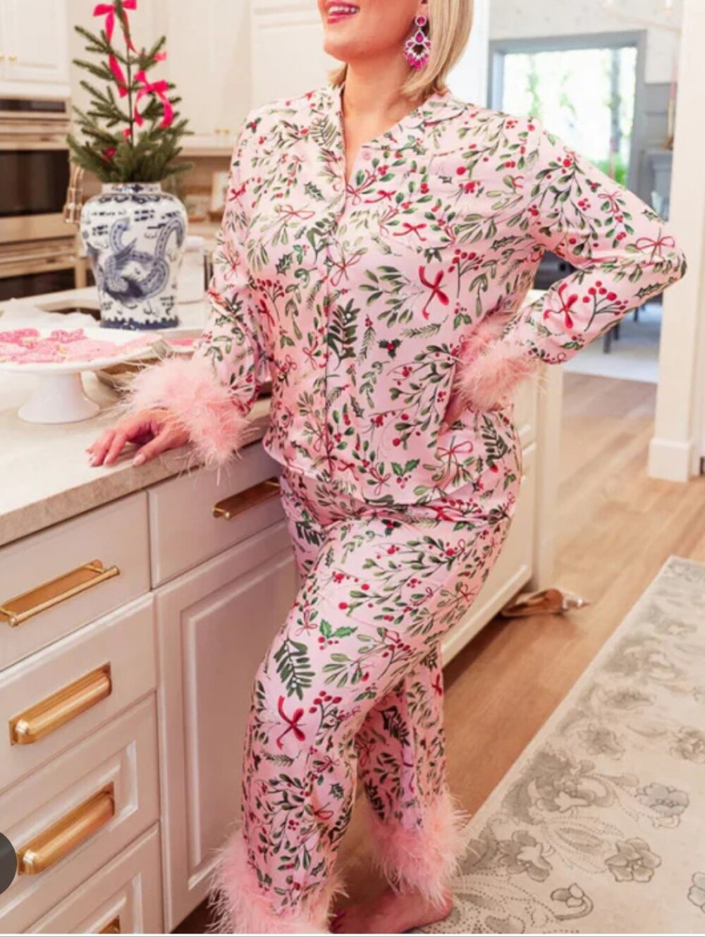 {M} Np Brand Festive Christmas Holiday Pajamas Pink Green